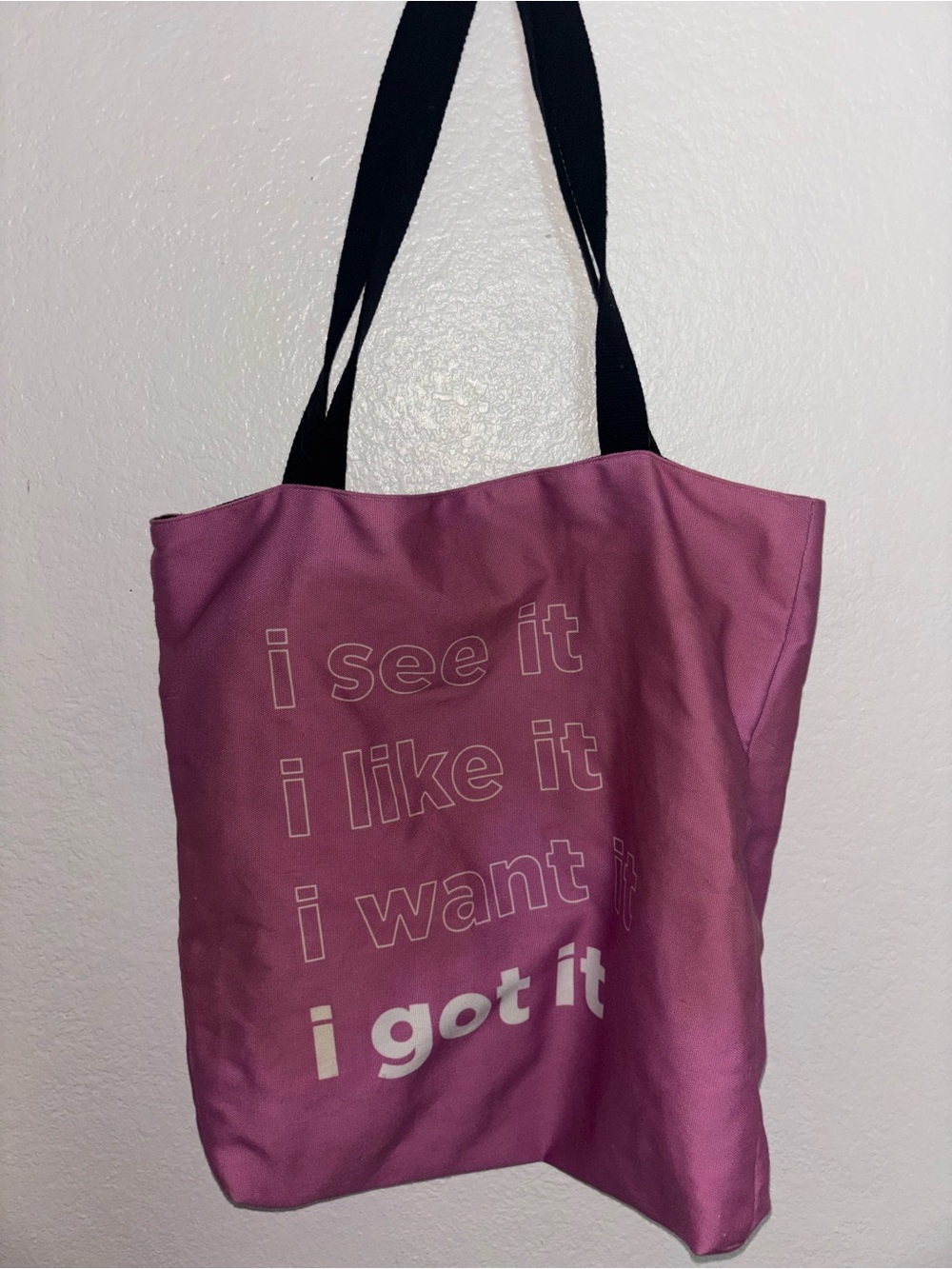 Ariana Grande Inspired Pink Graphic Tote Bag with Black Straps